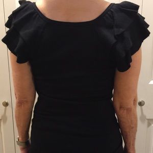 Women’s short ruffle sleeve scoop neck sweater